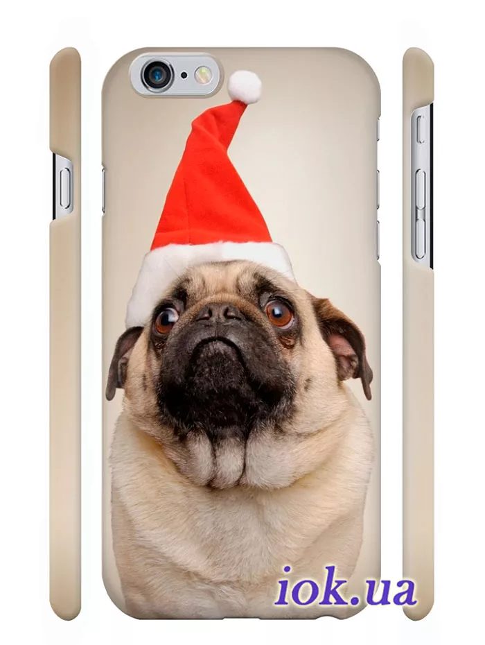 Чехол для iPhone 6 Plus - Новогодний мопс