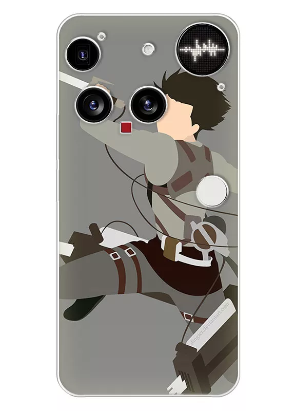 Nothing Phone 3 чехол - Атака на титанов Attack on Titan Эрен Йегер в стремительной атаке вектор-арт