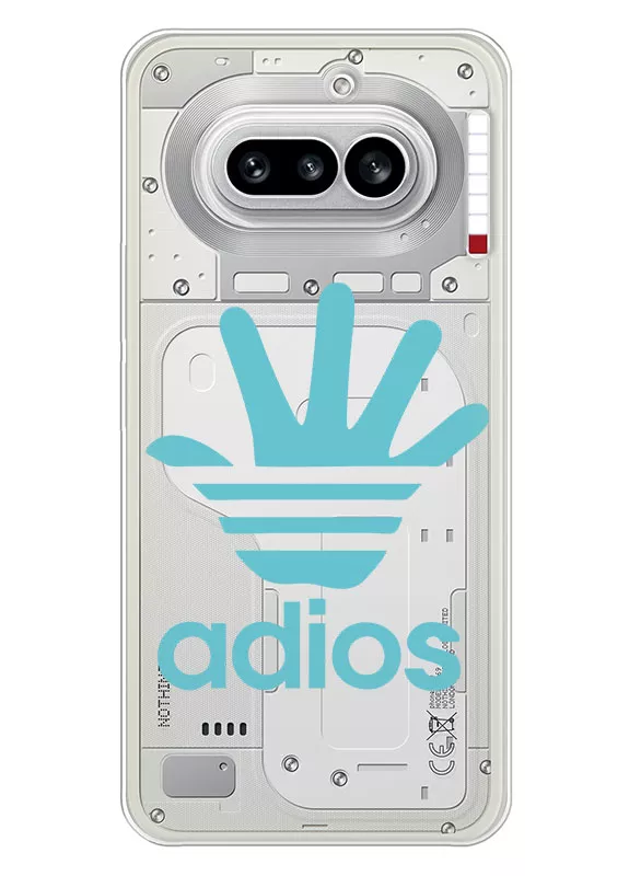 Nothing Phone 4A прикольный прозрачный силиконовый чехол с надписью Adios в стиле Adidas