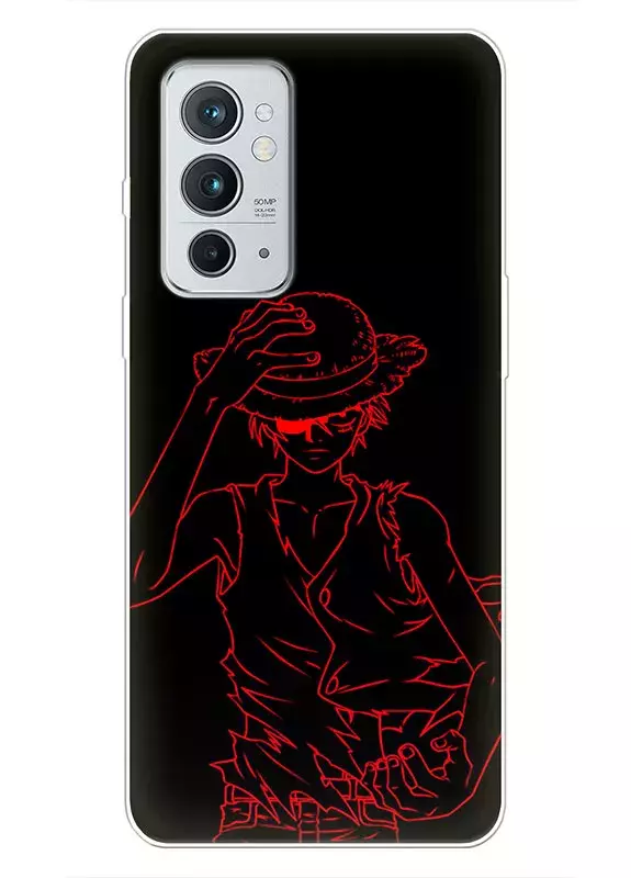 OnePlus 9RT 5G чехол - Ван-Пис One Piece красный Луффи вектор-арт 