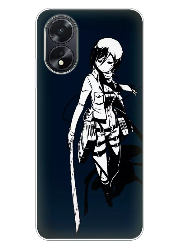 OPPO A18 чехол - Атака на титанов Attack on Titan Микаса Аккерман вектор арт