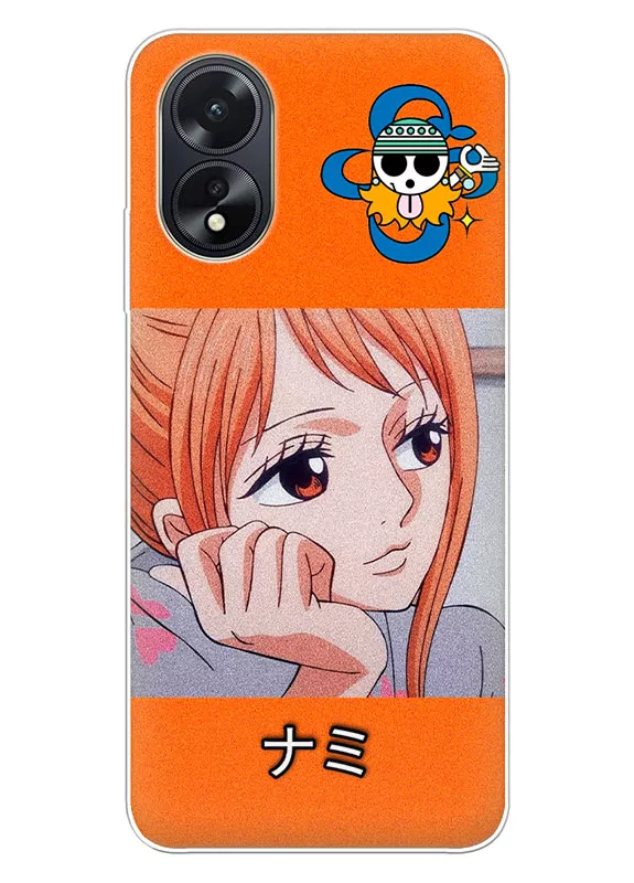 OPPO A18 чехол - Ван-Пис One Piece мечтательная Нами крупным планом