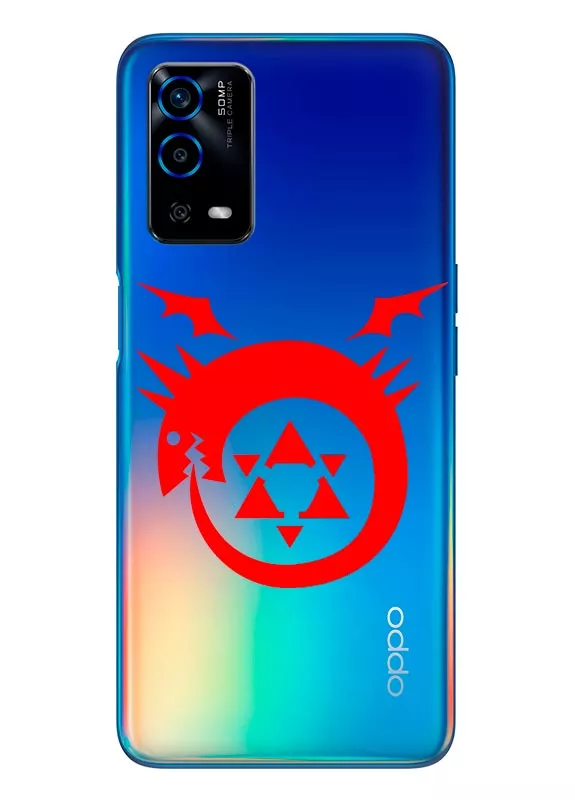 OPPO A55 чехол из прозрачного силикона - Стальной алхимик лого