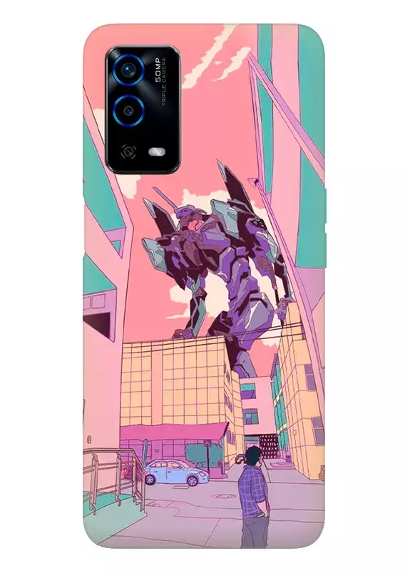 Чехол для OPPO A55 - Евангелион Evangelion Rebuild Unit-01 фиолетовый в городе