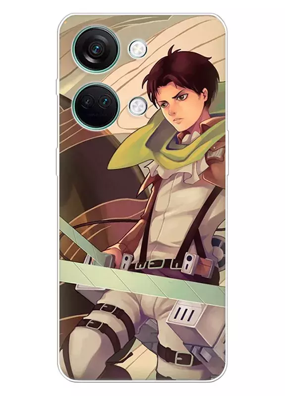 OnePlus Ace 2V чехол - Атака на титанов Attack on Titan Эрен Йегер с мечами в атаке