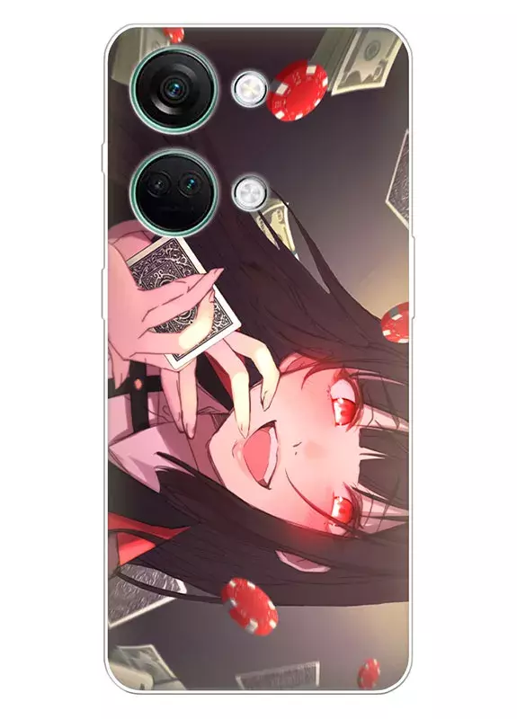 OnePlus Ace 2V чехол - Безумный азарт Маньяк азартных игр Какэгуруи Kakegurui Compulsive Gambler Юмэко Джабами радуется от выигрыша