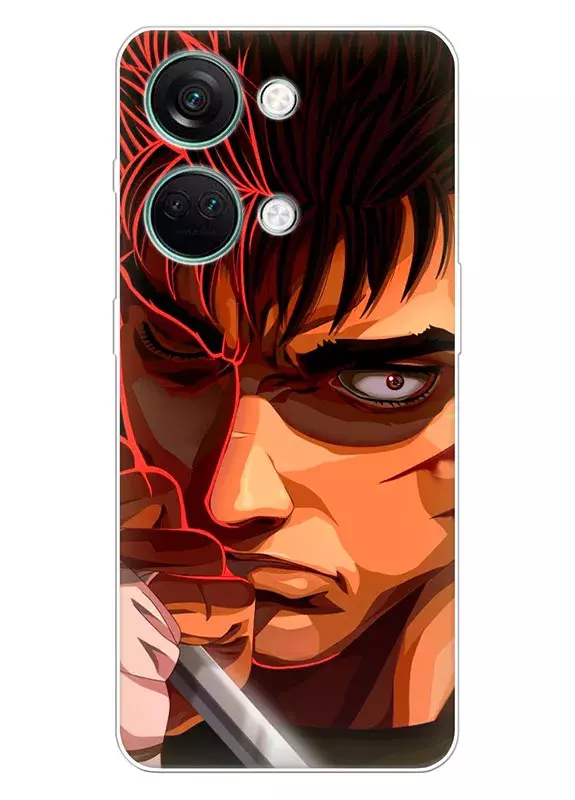OnePlus Ace 2V чехол - Берсерк Бэрусэруку Berserk Beruseruku лицо Гатса крупным планом