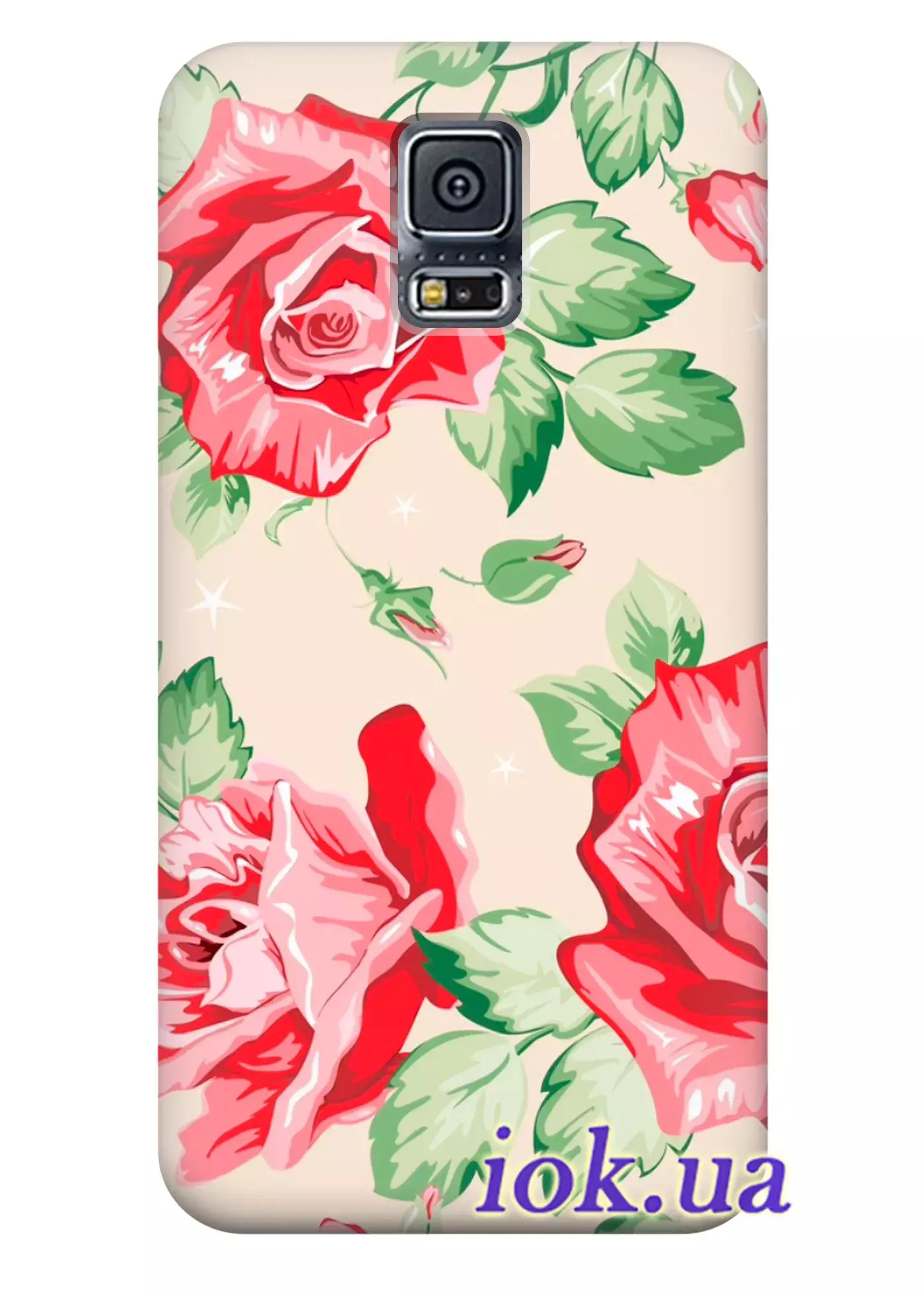 Чехол для Galaxy S5 Plus - Большие цветы