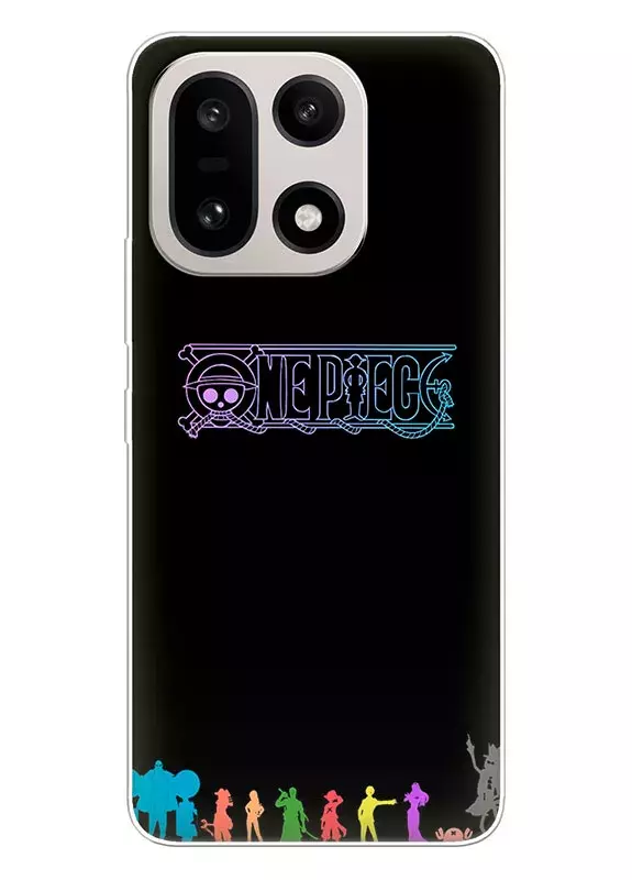 OnePlus 15 чехол - Ван-Пис One Piece логотип с главными героями вектор-арт