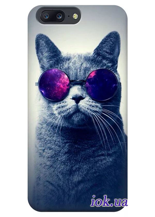 Чехол для OnePlus 5 - Кот в очках космос