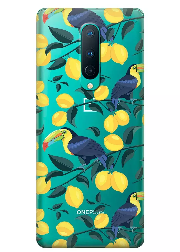 Прозрачный чехол на OnePlus 8 - Туканы и лимоны