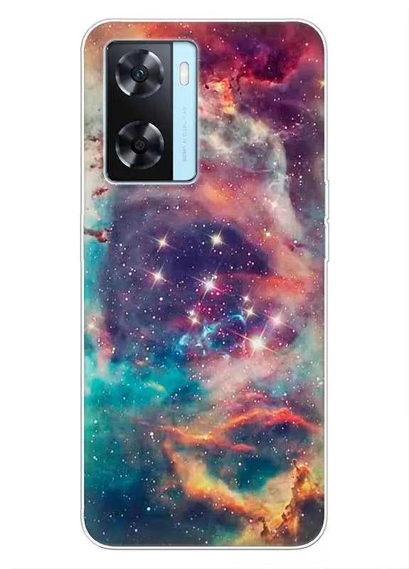 OPPO A57s силиконовый чехол с рисунком - Космическая фантазия