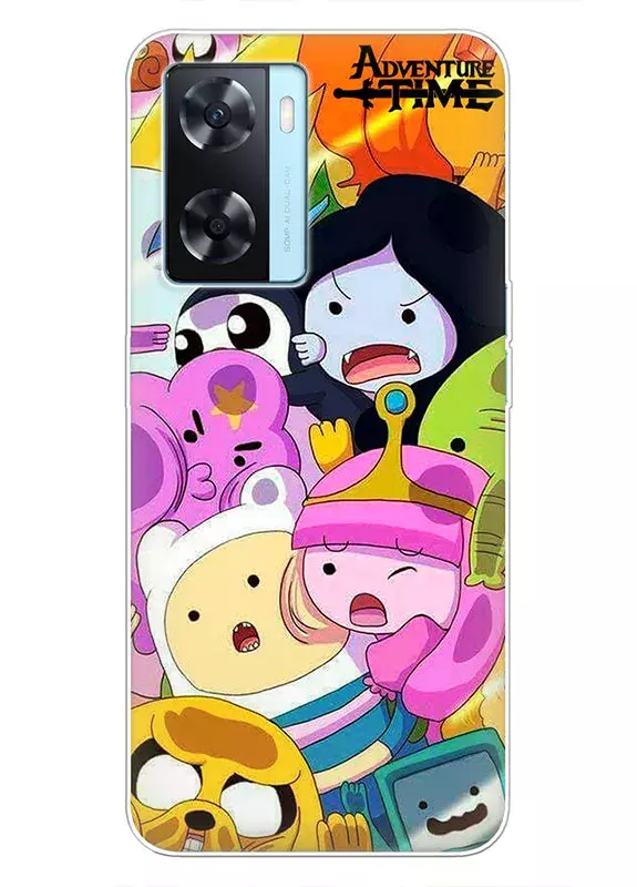 OPPO A57s чехол силиконовый - Adventure Time Время приключений герои мультсериала в удивлении