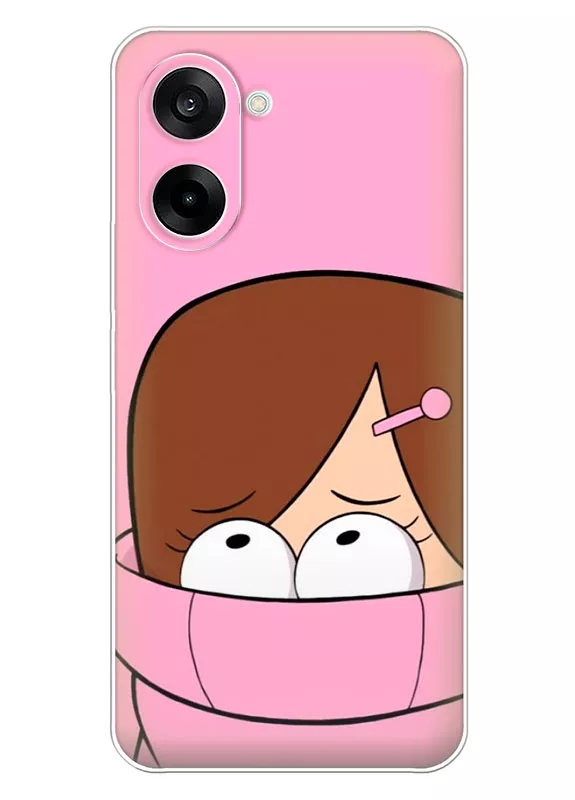 Чехол для OnePlus Ace 5 Racing из силикона - Gravity Falls Гравити Фолз Мейбл Пайнс прячется в свитер крупным-планом
