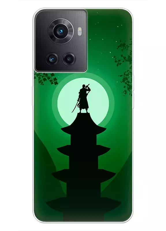 OnePlus Ace чехол - Ван-Пис One Piece Ророноа Зоро на крыше японской башни вектор-арт 