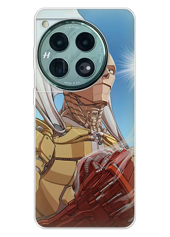 OnePlus 12 чехол - Ванпанчмен Человек одного удара One Punch-Man Wanpanman роботизированный Сайтама крупным планом