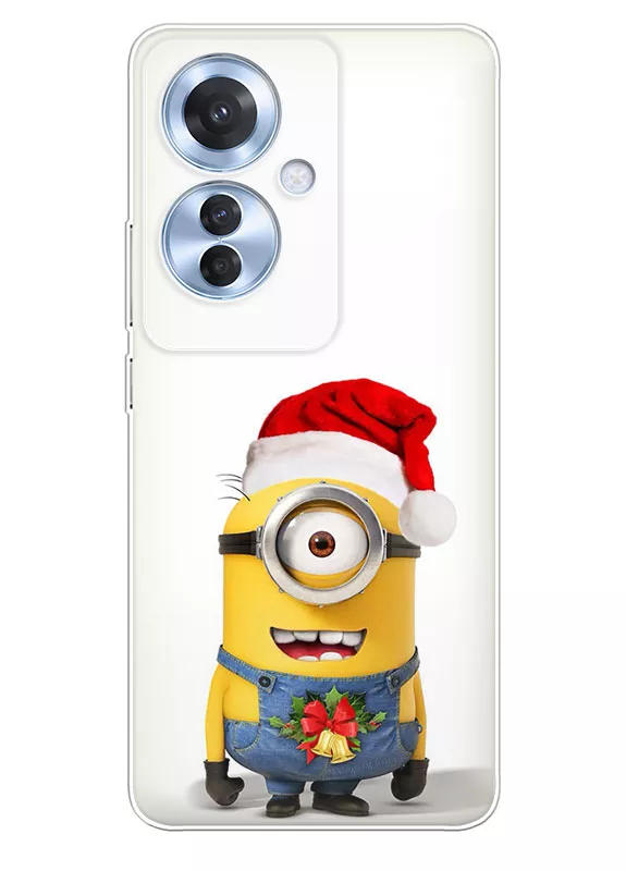Чехол для OPPO Reno 11F - Новогодний Миньон