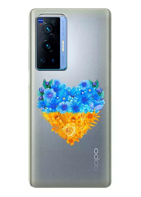 Патриотический чехол OPPO Reno 6 Pro Plus 5G с рисунком сердца из цветов Украины