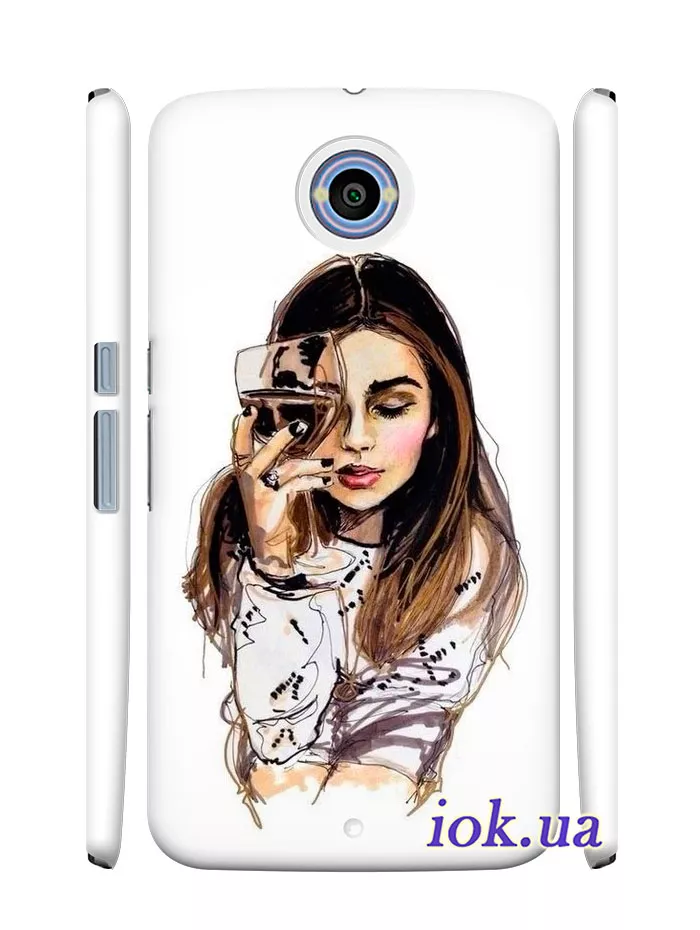 Чехол для Motorola Nexus 6 - Девушка с бокалом