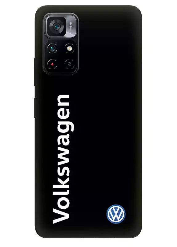 Бампер для Поко М4 Про 5Дж из силикона - Volkswagen Фольксваген классический логотип и название крупным планом