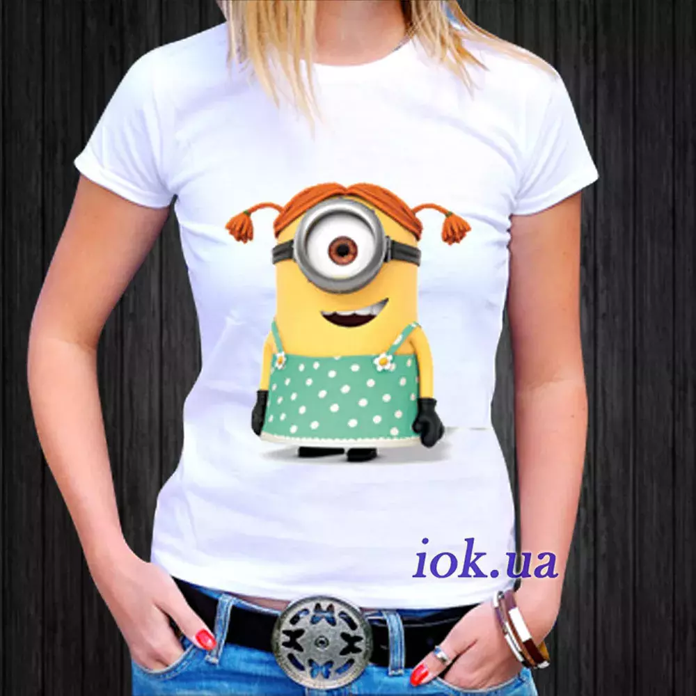 Популярная, яркая летняя футболка c миньном девочкой,  на подарок - By Tanita