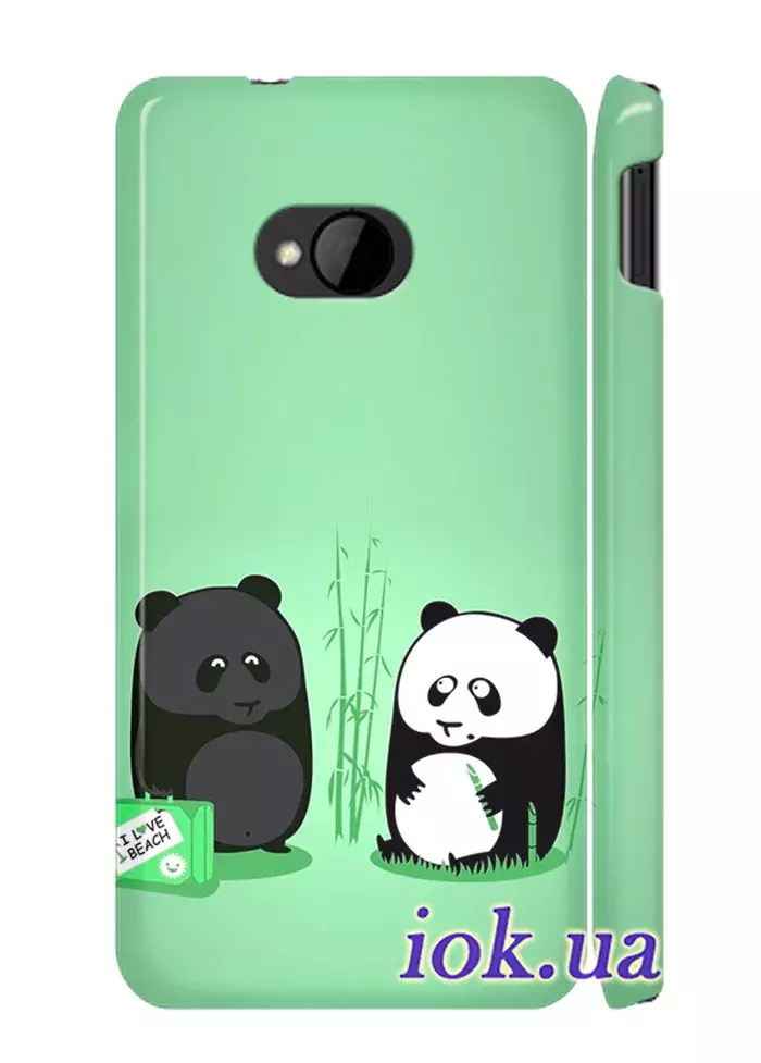 Чехол для HTC One - Панда и медведь
