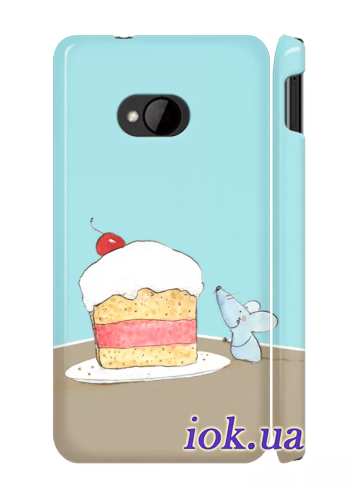 Чехол для HTC One - Мышка и пироженко 