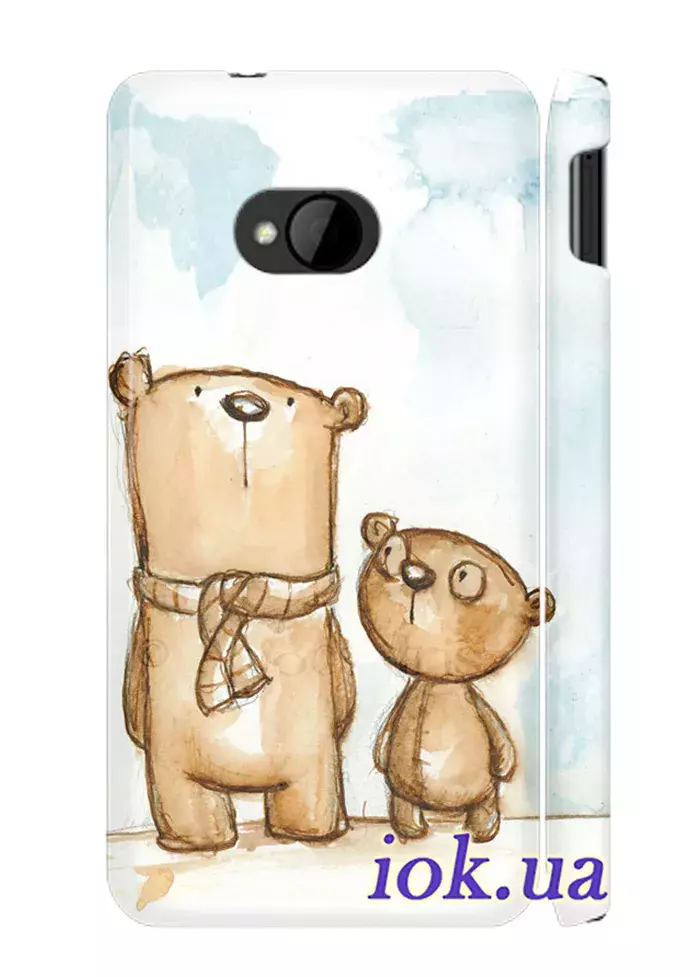 Чехол для HTC One - Медведь с медвежонком  