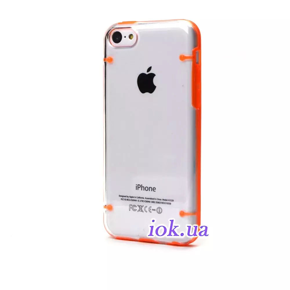 Прозрачный силиконовый для iPhone 5C, оранжевый