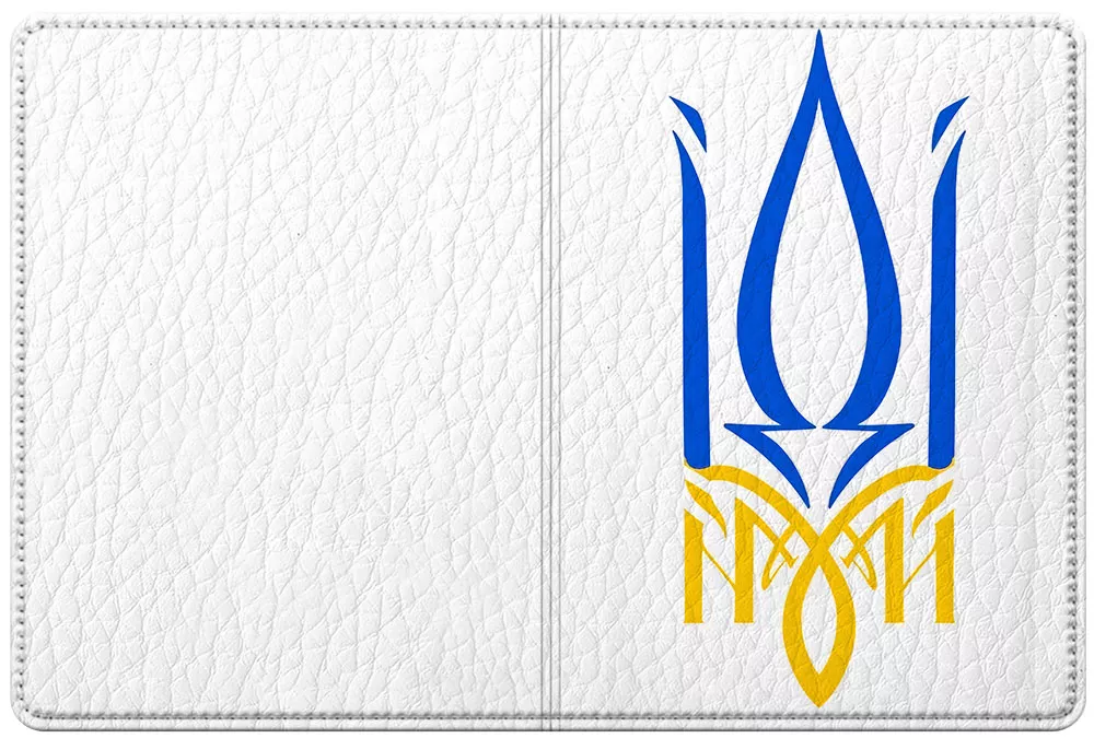 Кожаная обложка на паспорт с гербом Украины из фразы ІДІ НА Х*Й