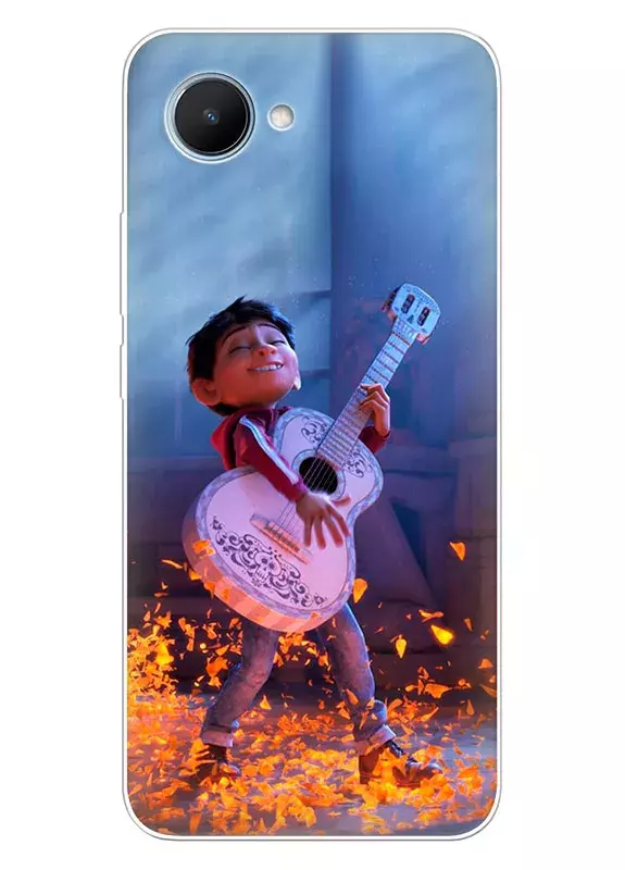Realme C30 чехол силиконовый - Coco Тайна Коко Мигель играет вокруг лепестков на гитаре