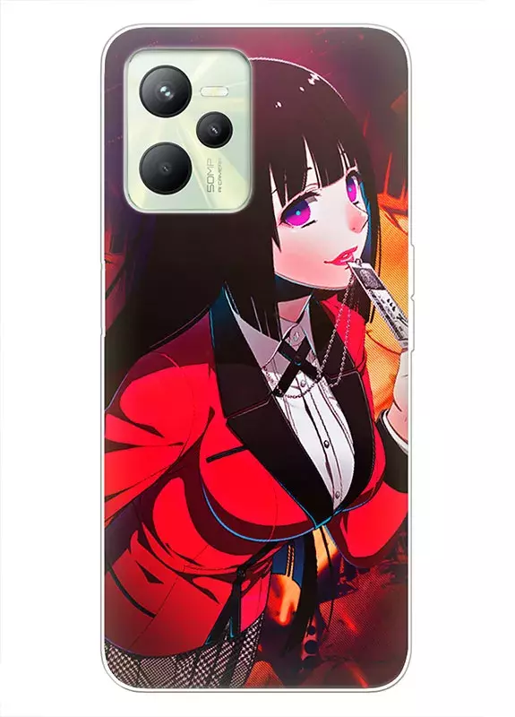 Realme C35 чехол Какэгуруи - Безумный азарт Маньяк азартных игр, Kakegurui Compulsive Gambler мечтательная Юмэко Джабами с картой