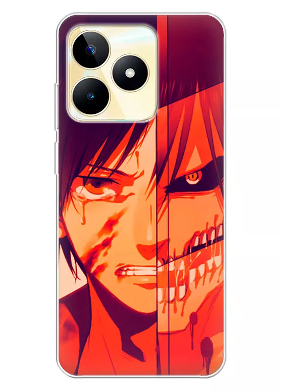 Realme C51 5G чехол - Атака на титанов Attack on Titan два обличия Эрена Йегера