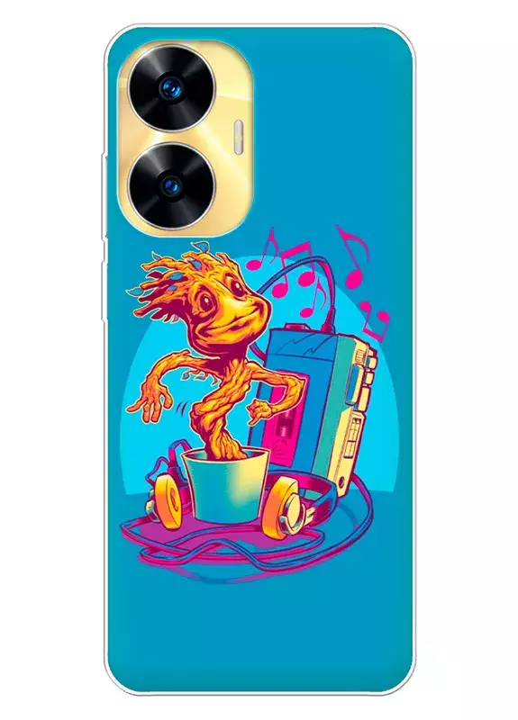 Бампер для Realme C55 - Грут растет вокруг музыки из аудиоплеера