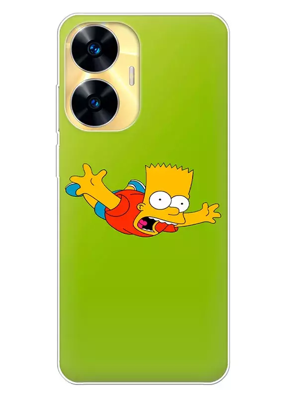 Бампер для Realme C55 - The Simpsons Симпсоны Барт Симпсон приземляется без парашюта
