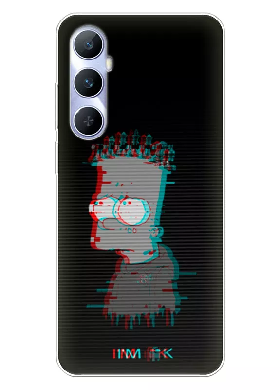 Бампер для Realme C65 - Симпсоны Барт Симпсон в глитч-эффекте