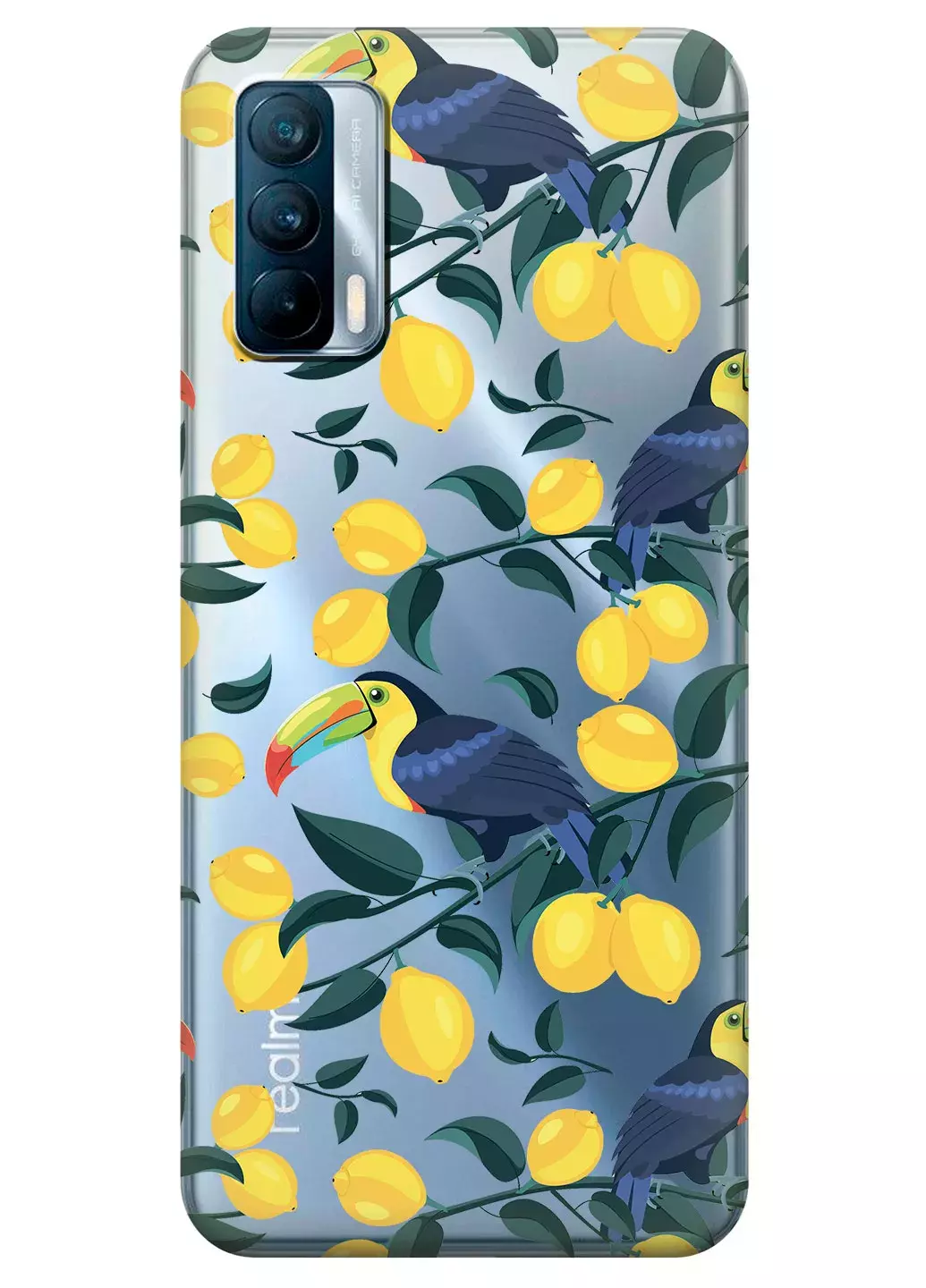 Чехол для Realme V15 - Туканы и лимоны