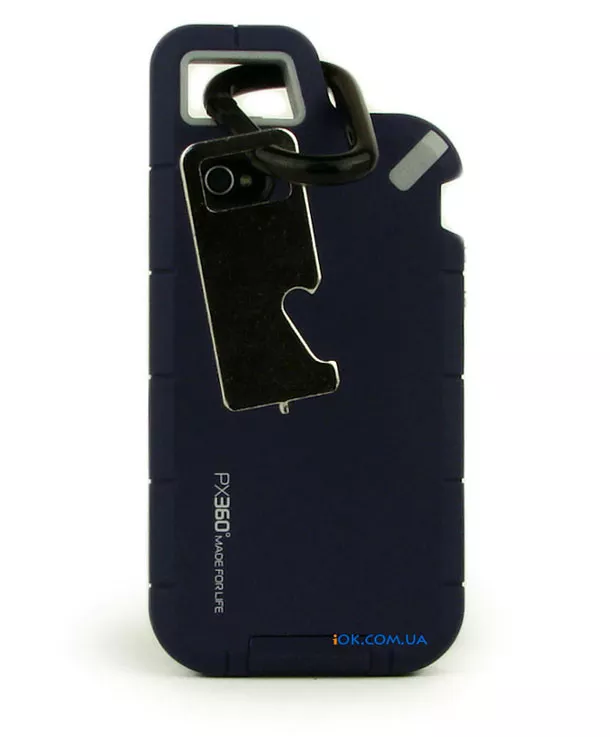 Чехол резиновый с карабином для iPhone 4/4S, темно-синий