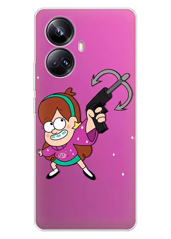 Чехол для Realme 10 Pro Plus из силикона - Gravity Falls Гравити Фолз Мейбл Пайнс целится из гарпуна 