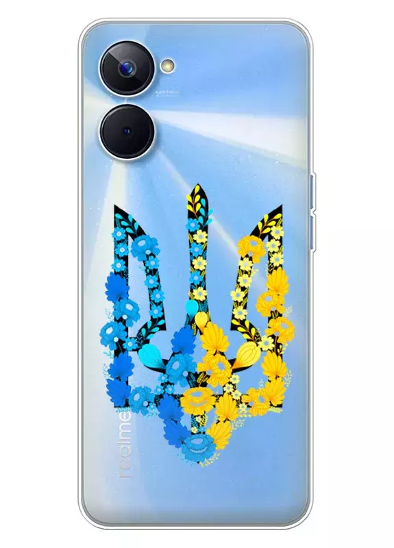 Чехол для Realme 10S из прозрачного силикона - Герб Украины в цветах