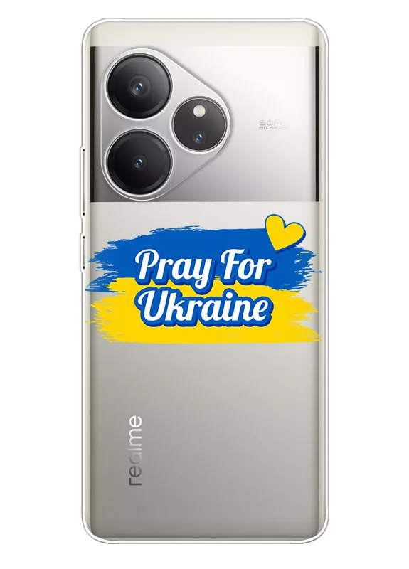 Чехол для Realme GT6 "Pray for Ukraine" из прозрачного силикона