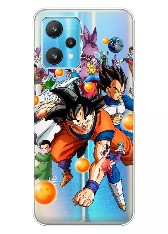 Realme 9 Pro чехол из прозрачного силикона - Герои Dragon Ball