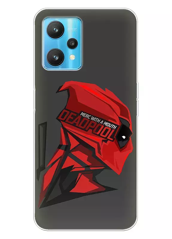 Чехол для Realme 9 Pro - Дэдпул, Deadpool Merc with a Mouth Уэйд Уилсон крупным планом вектор-арт 