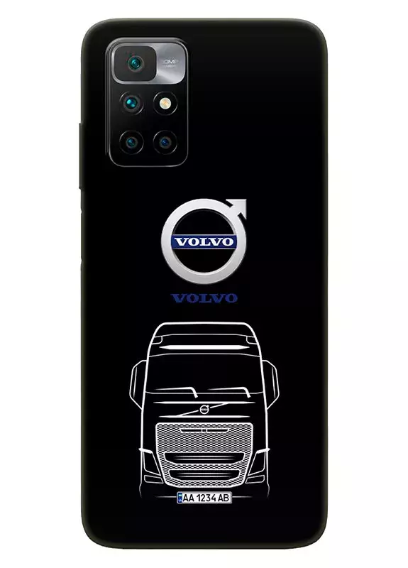 Наладка для Редми Нот 11 4Дж из силикона - Volvo Вольво логотип и автомобиль машина вектор-арт фура грузовик трак белый (Дизайн 2)