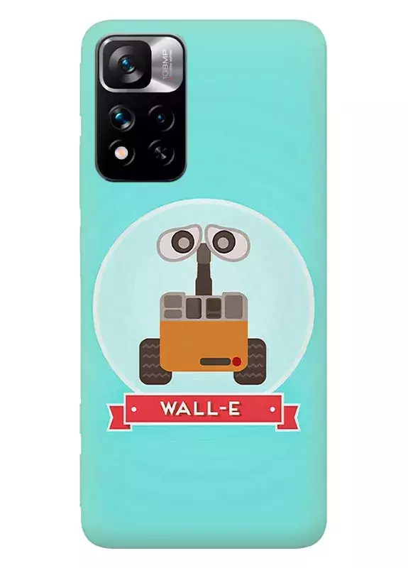 Redmi Note 11 Pro чехол из силикона - WALL-E ВАЛЛ-И лого вектор-арт бирюзовый чехол