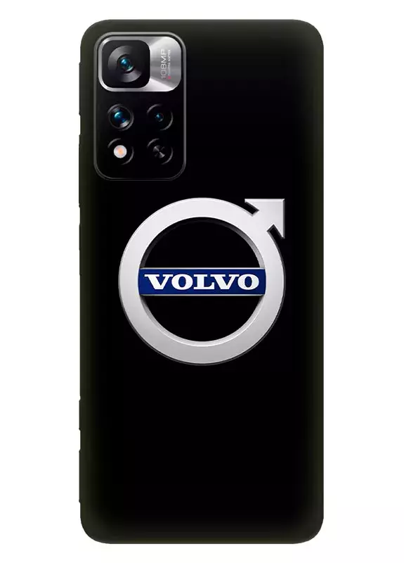 Наладка для Редми Нот 11 Про+ из силикона - Volvo Вольво классический логотип крупным планом