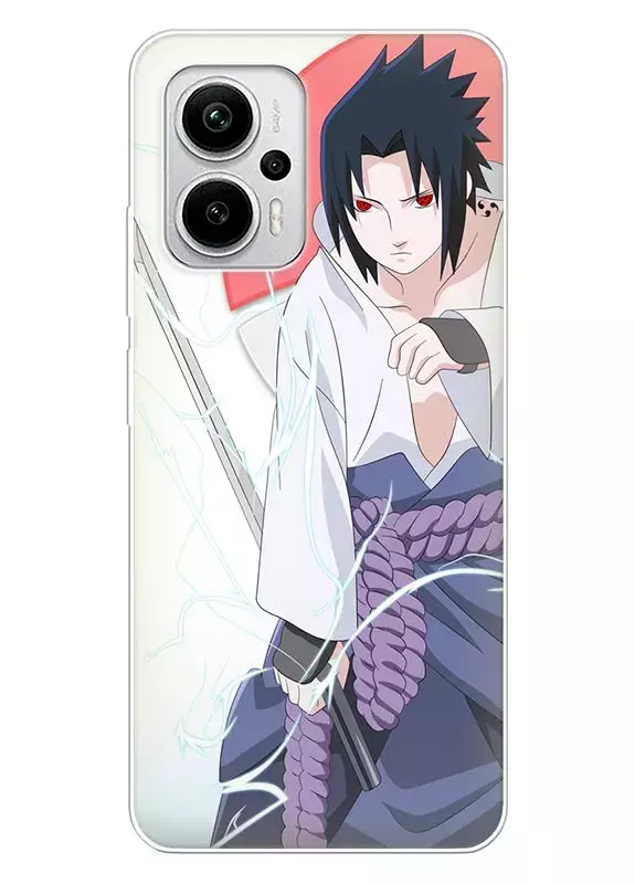 Xiaomi Redmi Note 12T Pro чехол Саске Учиха с катаной с аниме рисунком силиконовый
