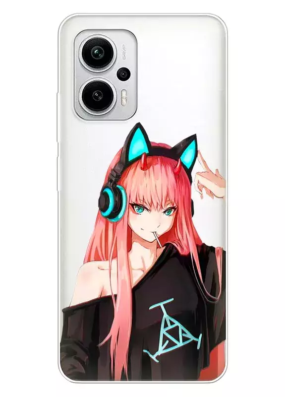 Xiaomi Redmi Note 12T Pro чехол Darling in the Franxx Zero Two, силиконовый прозрачный