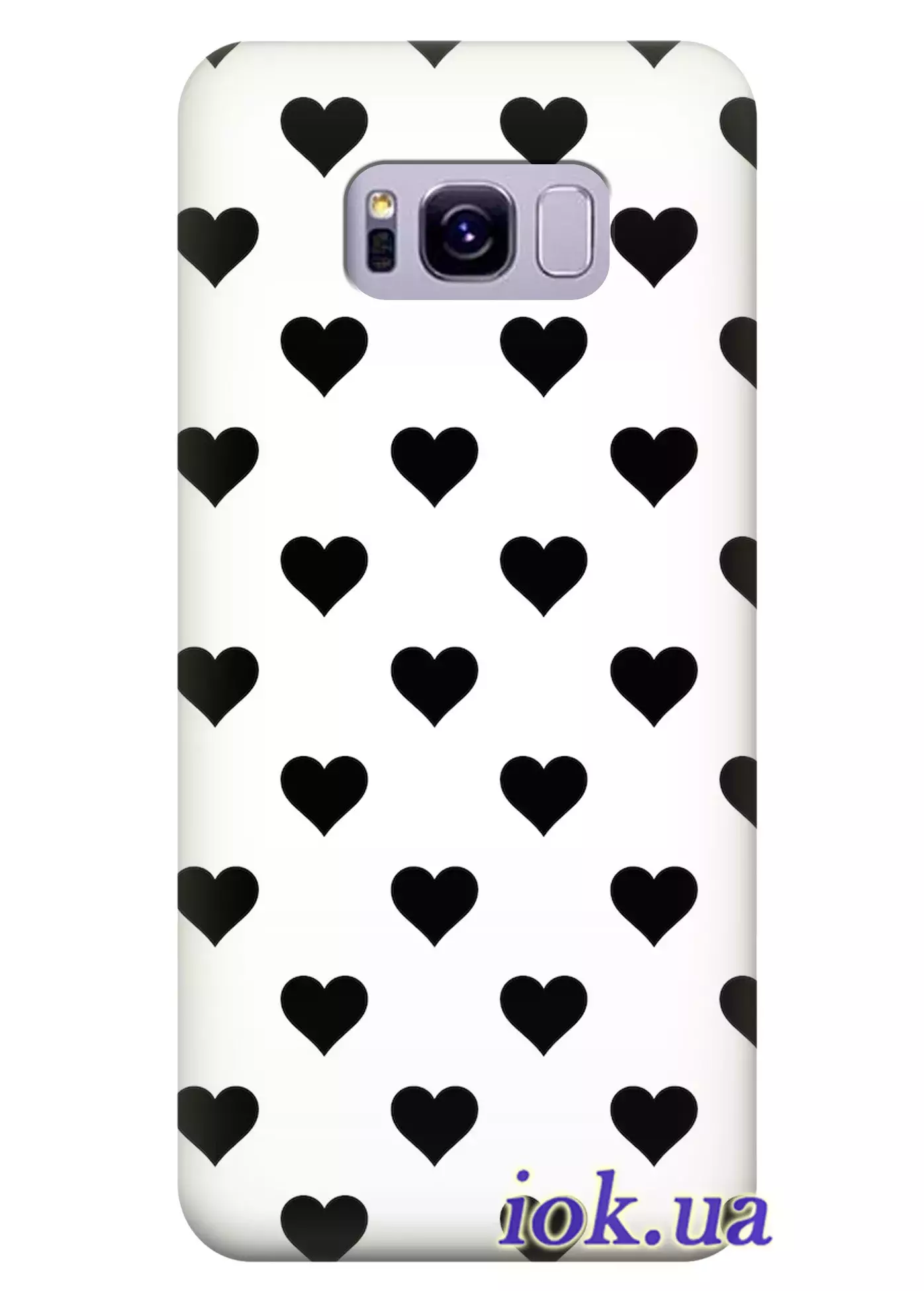 Чехол для Galaxy S8 Plus - Чёрные сердечки