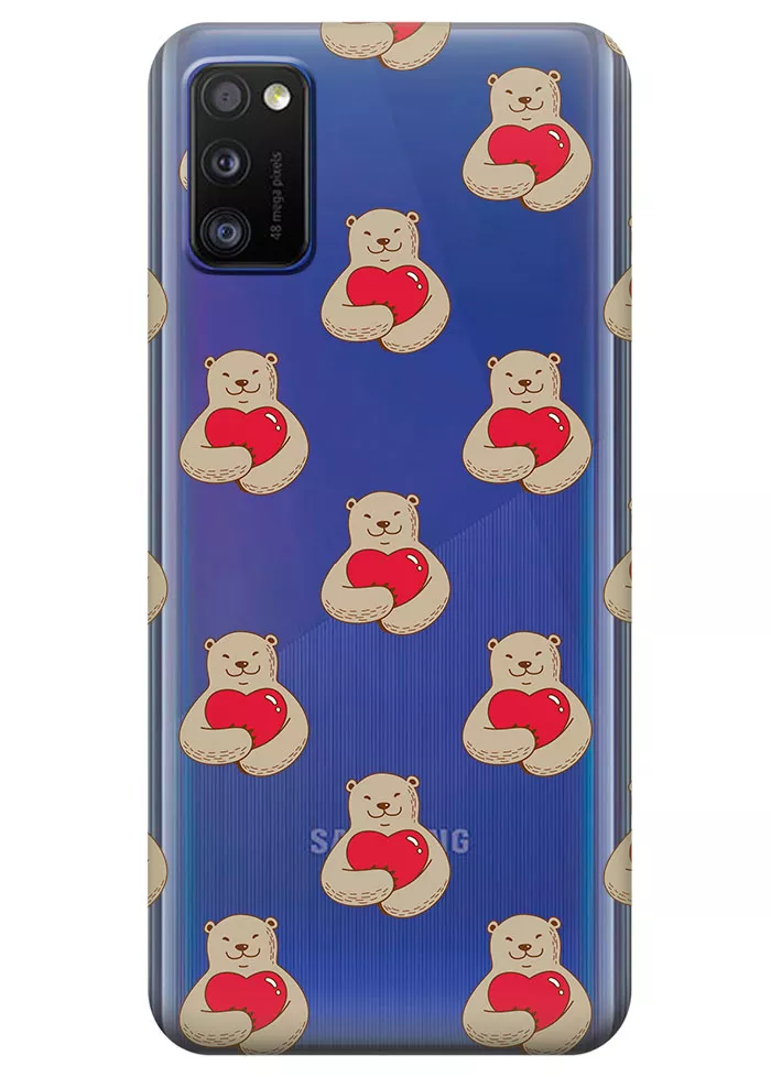 Прозрачный чехол для Galaxy A41 - Влюбленные медведи